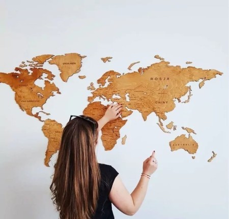 Drewniana Mapa Świata - 120x60cm