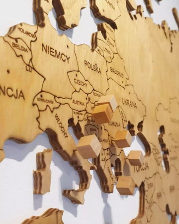 Drewniana Mapa Świata - 150x70cm