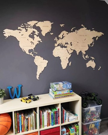 Drewniana Mapa Świata - 150x70cm