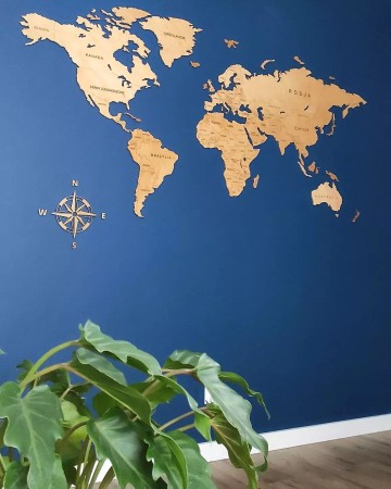 Drewniana Mapa Świata - 250x125cm