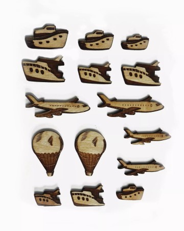 Środki lokomocji do drewnianej Mapy Świata