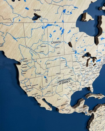 Drewniana Mapa Świata Premium - 150x70cm