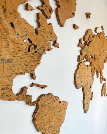 Drewniana Mapa Świata Premium - 200x100cm