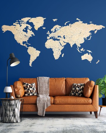 Drewniana Mapa Świata Premium - 200x100cm