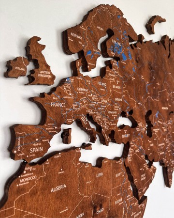 Drewniana Mapa Świata Premium - 200x100cm