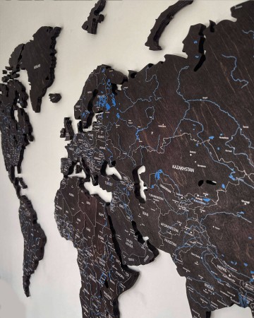 Drewniana Mapa Świata Premium - 200x100cm