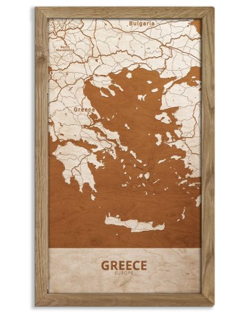 Drewniany obraz państwa- Grecja w dębowej ramie - 20x30cm