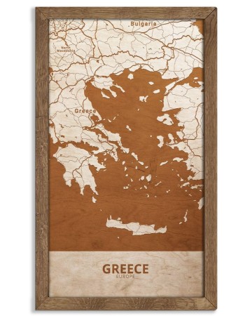 Drewniany obraz państwa- Grecja w dębowej ramie - 20x30cm