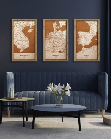 Drewniany obraz państwa- Niemcy w dębowej ramie - 20x30cm