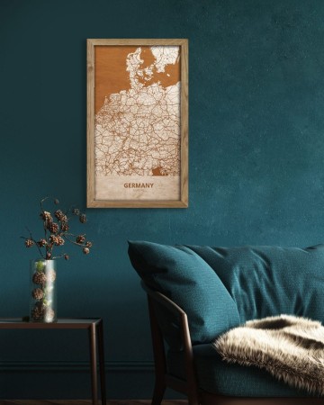 Drewniany obraz państwa- Niemcy w dębowej ramie - 20x30cm