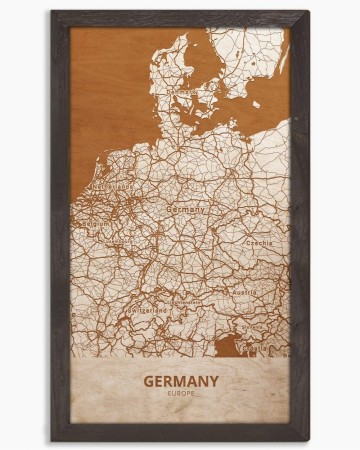 Drewniany obraz państwa- Niemcy w dębowej ramie - 20x30cm