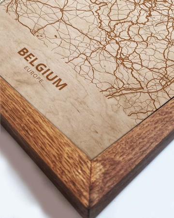 Drewniany obraz państwa- Belgia w dębowej ramie - 20x30cm