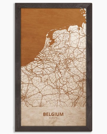 Drewniany obraz państwa- Belgia w dębowej ramie - 20x30cm