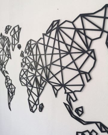 Drewniana Mapa Świata Geometryczna - 120x60cm