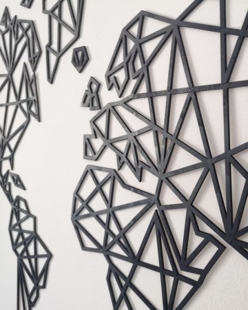 Drewniana Mapa Świata Geometryczna - 120x60cm